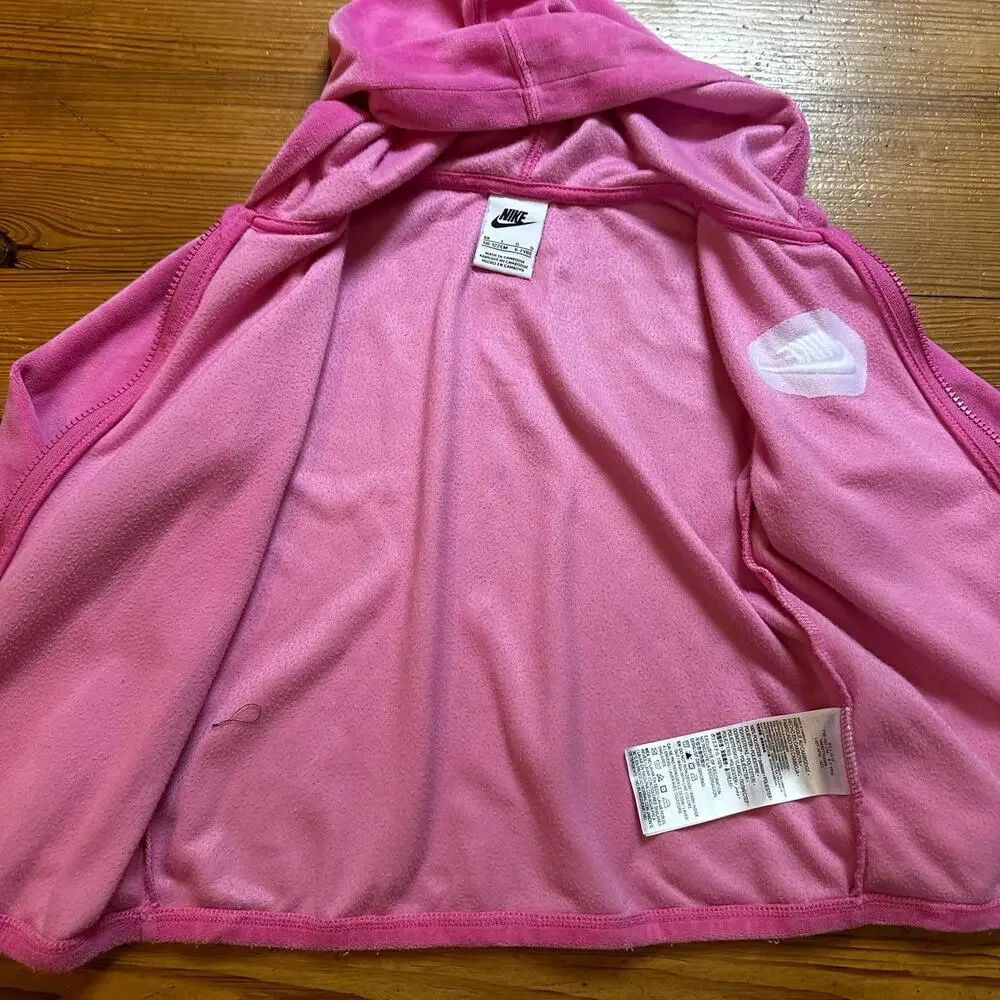 Nike pink fleece hooded long sleeve full zip sweater‎ SIZE 6X